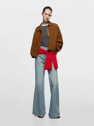 Massimo Dutti Джинсы с высокой талией и разрезом внизу