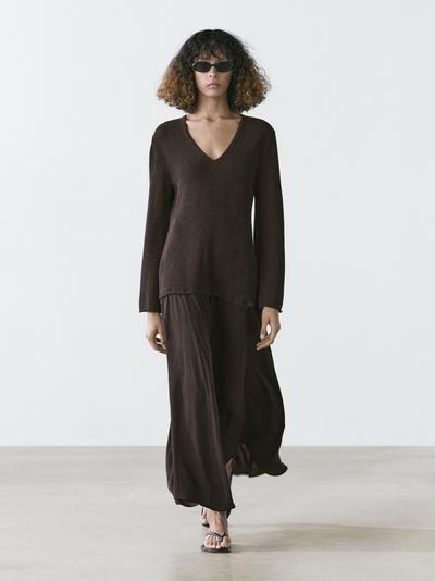 Massimo Dutti Платье из контрастного хлопкового трикотажа купить с доставкой.