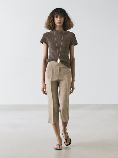 Massimo Dutti Вязанный свитер с короткими рукавами купить с доставкой.