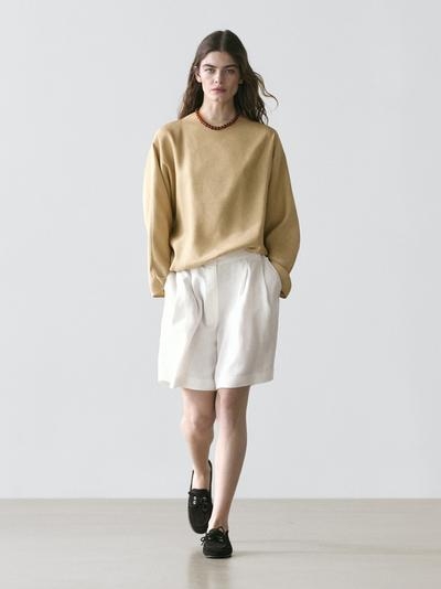 Massimo Dutti 100% льняные короткие плиссированные бермуды купить с доставкой.