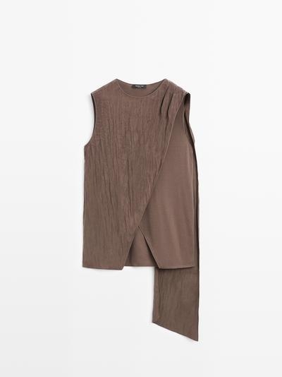 Massimo Dutti Топ с перекрещивающимися линиями и деталью шарфика на плече
