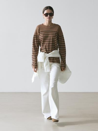 Massimo Dutti Футболка с длинным рукавом из хлопкового микса в полоску