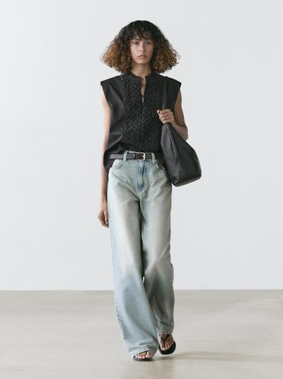 Massimo Dutti Хлопковый жилет с деталями на груди