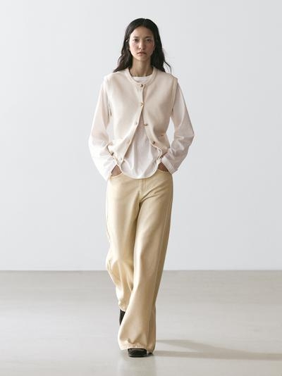 Massimo Dutti Жилет из хлопкового трикотажа с деталями карманов