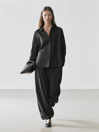 Massimo Dutti Рубашка из льна с плавным падением