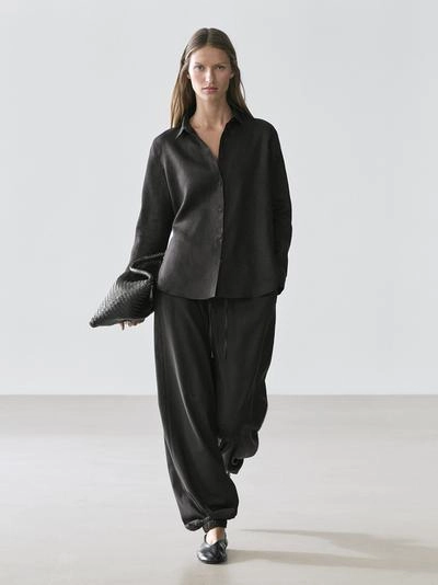 Massimo Dutti Рубашка из льна с плавным падением