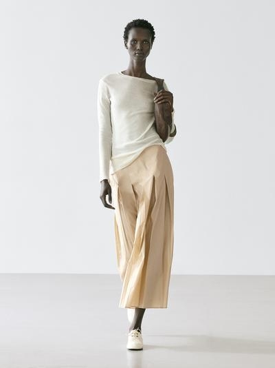 Massimo Dutti Хлопковая юбка-миди с отделкой в виде бокового складывания купить с доставкой.