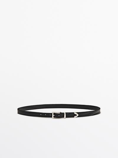 Massimo Dutti Кожанный ремень с деталями на наконечнике купить с доставкой.