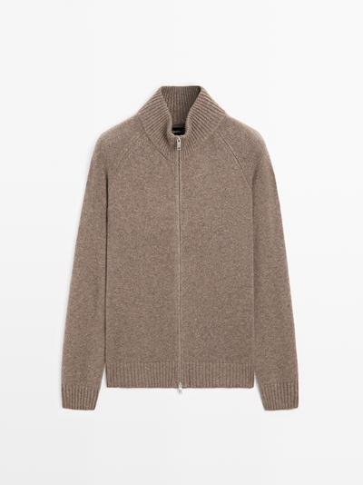 Massimo Dutti Кардиган с рукавами реглан из 100% кашемира с застежкой-молнией