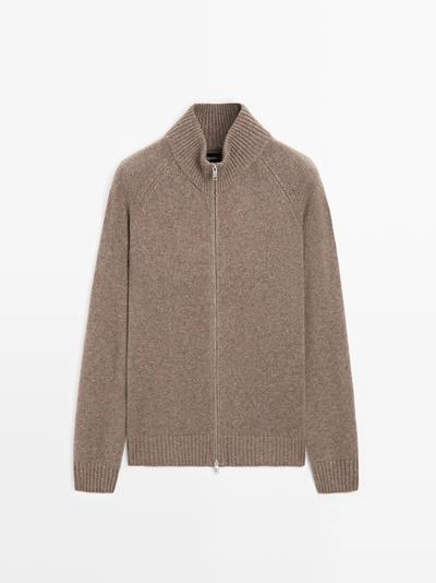 Кардиган с рукавами реглан из 100% кашемира с застежкой-молнией- Заказать в России