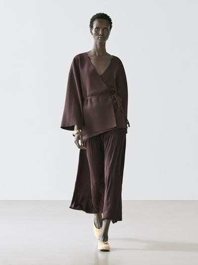 Massimo Dutti Платье-халат из мягкого трикотажа с поясом