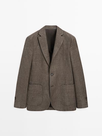 Massimo Dutti Льняной пиджак с деталями карманов купить с доставкой.