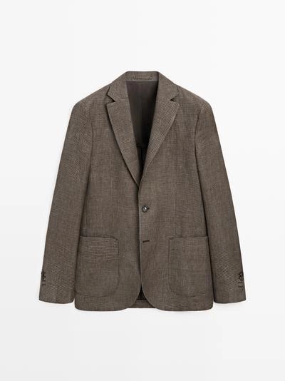 Льняной пиджак с деталями карманов- Заказать в России