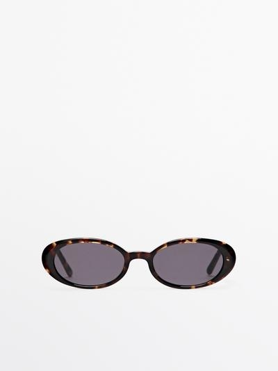 Massimo Dutti Очки с эффектом черепашьего панциря мини овальной формы