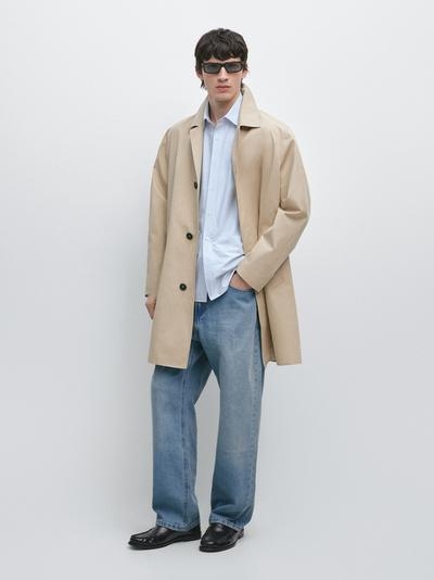 Massimo Dutti Пальто-тренч из хлопка с деталями внутри купить с доставкой.