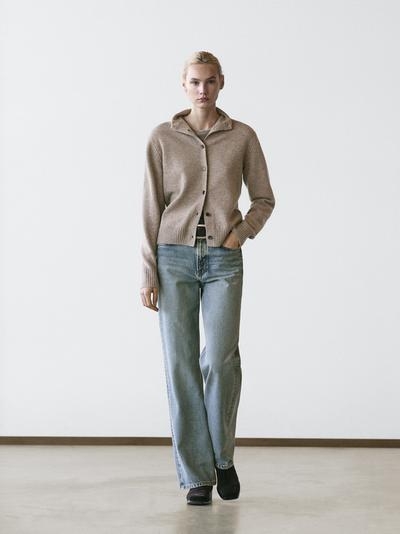 Massimo Dutti Кардиган из шерсти с высоким воротом купить с доставкой.