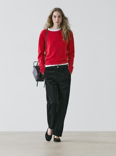 Massimo Dutti Вязанный свитер с круглым вырезом из шерстяной смеси