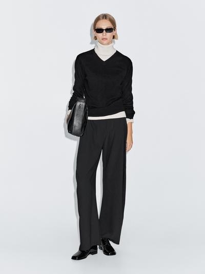 Massimo Dutti Свитер с V-образным вырезом из шерстяной смеси