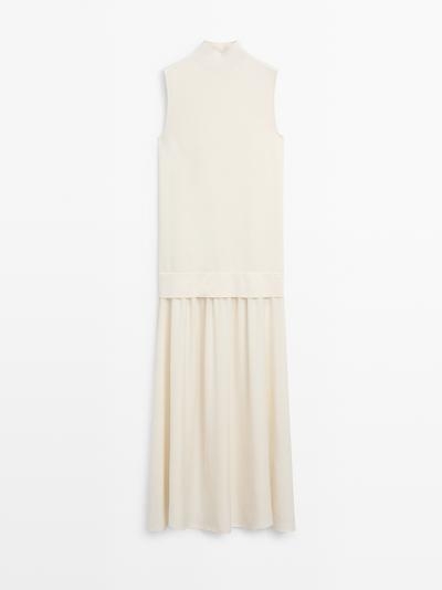 Massimo Dutti Платье миди с комбинированным трикотажем