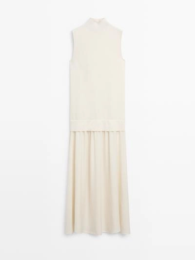 Платье миди с комбинированным трикотажем- Заказать в России