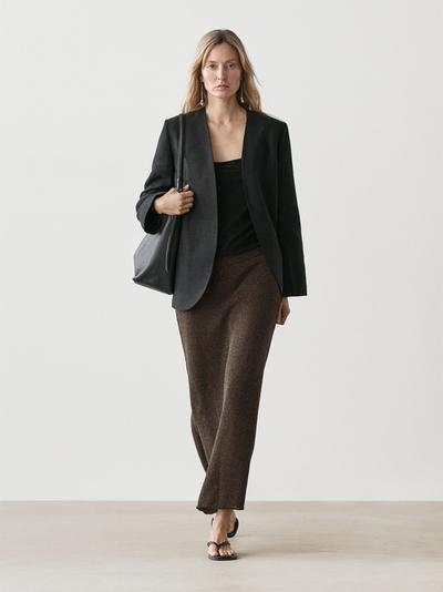 Massimo Dutti Длинная юбка из хлопкового микса купить с доставкой.