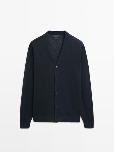 Massimo Dutti Кардиган из льняного трикотажа с пуговицами