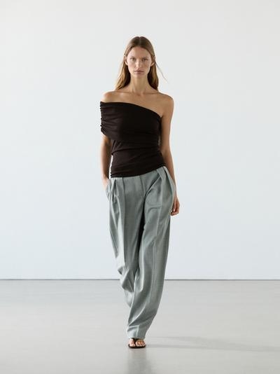 Massimo Dutti Топ с асимметричным кроем и драпировкой на горловине