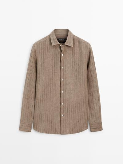 Massimo Dutti Рубашка в полоску из 100% льна купить с доставкой.