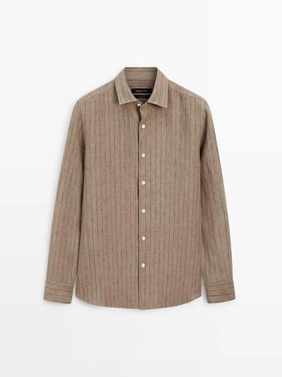 Рубашка в полоску из 100% льна- Заказать в России