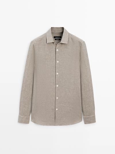 Рубашка в клетку из 100% льна- Заказать в России