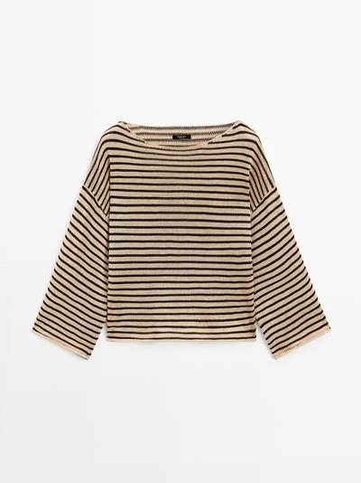 Свитер в полоску из 100% хлопка- Заказать в России