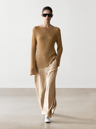 Massimo Dutti Свитер с лодочкой из смесового хлопка