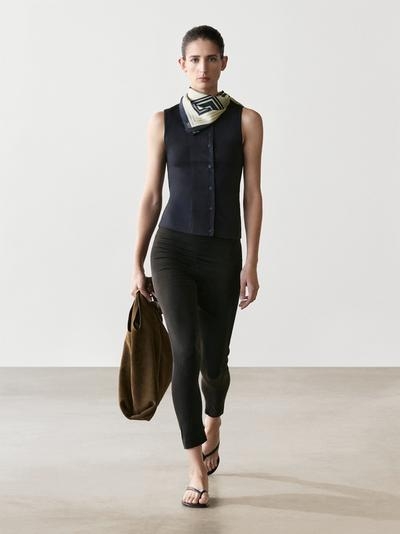 Massimo Dutti Топ из хлопково-синтетической смеси с деталями планки купить с доставкой.