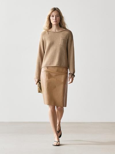 Massimo Dutti Свитер из хлопка и льна с деталями кармана купить с доставкой.