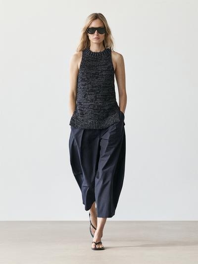Massimo Dutti Топ халтер из вязаной ткани с эффектом меланж купить с доставкой.