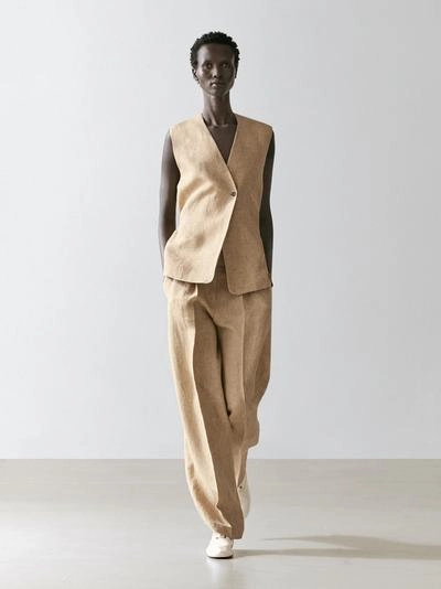 Жилет из льна с перекрестной застежкой- Заказать в России