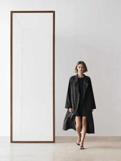 Технический двубортный тренчкот- Заказать в России