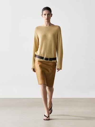 Massimo Dutti Вязаный свитер с кружевными вырезами из хлопкового смесового материала