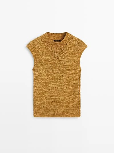 Топ из хлопкового микса в грубой вязке