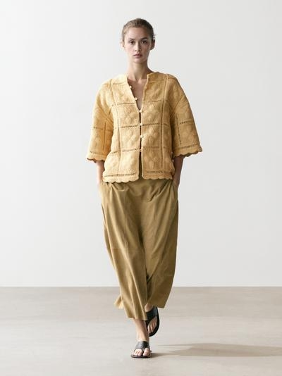 Massimo Dutti Плетеный кружевной трикотажный жакет