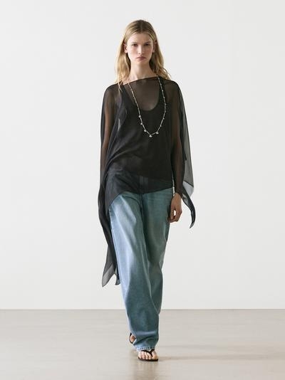 Massimo Dutti Капа из шелка с асимметричным кроем купить с доставкой.