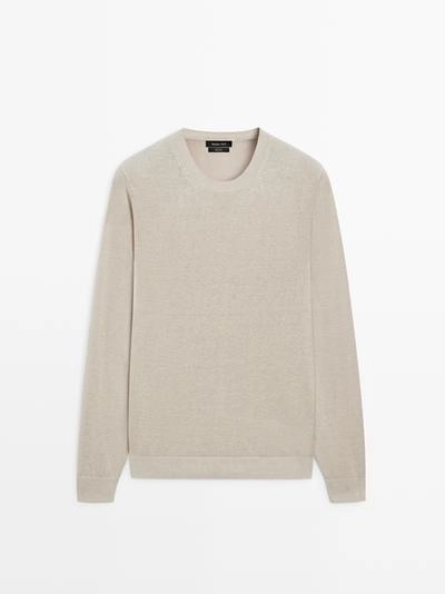 Джемпер с круглым вырезом из льна- Заказать в России