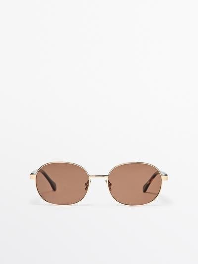 Massimo Dutti Солнечные очки с круглой оправой под пантеру из металла