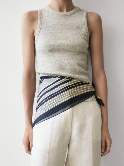 Massimo Dutti 100% шелковый полосатый шарф