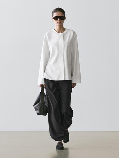 Massimo Dutti Рубашка из поплина с драпировкой