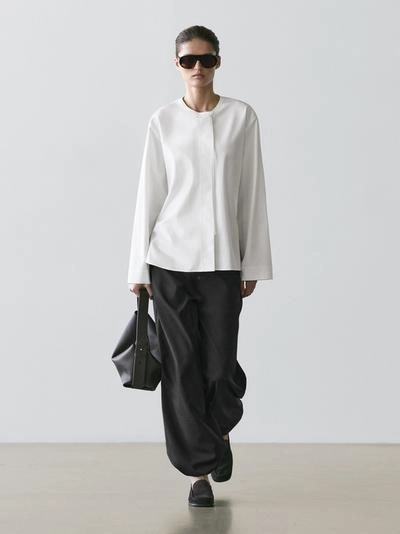 Massimo Dutti Рубашка из поплина с драпировкой