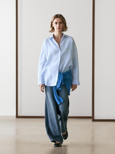 Massimo Dutti Рубашка из 100% льна с полосками купить с доставкой.