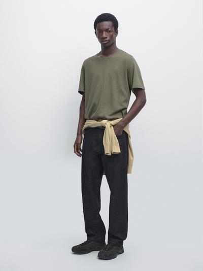 Massimo Dutti Футболка из льняной смеси с короткими рукавами