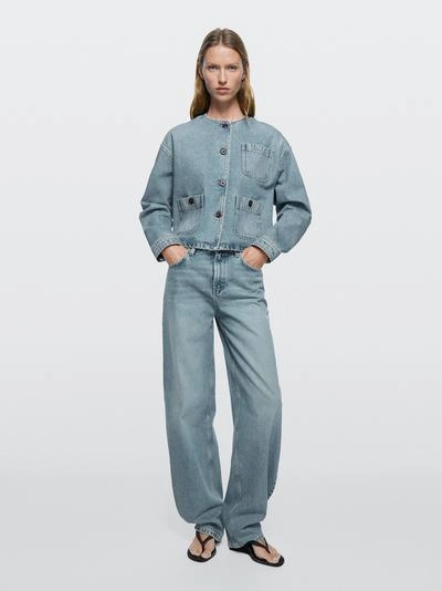 Джинсовая короткая куртка- Заказать в России