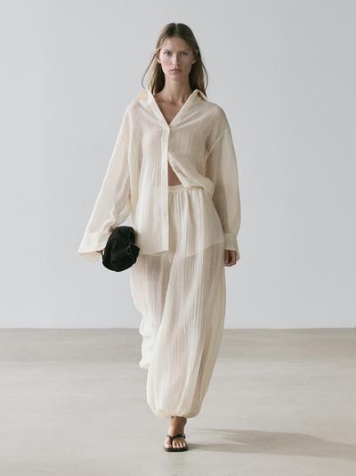 Massimo Dutti Брюки и рубашка с кожаными деталями MASSIMO DUTTI купить с доставкой.